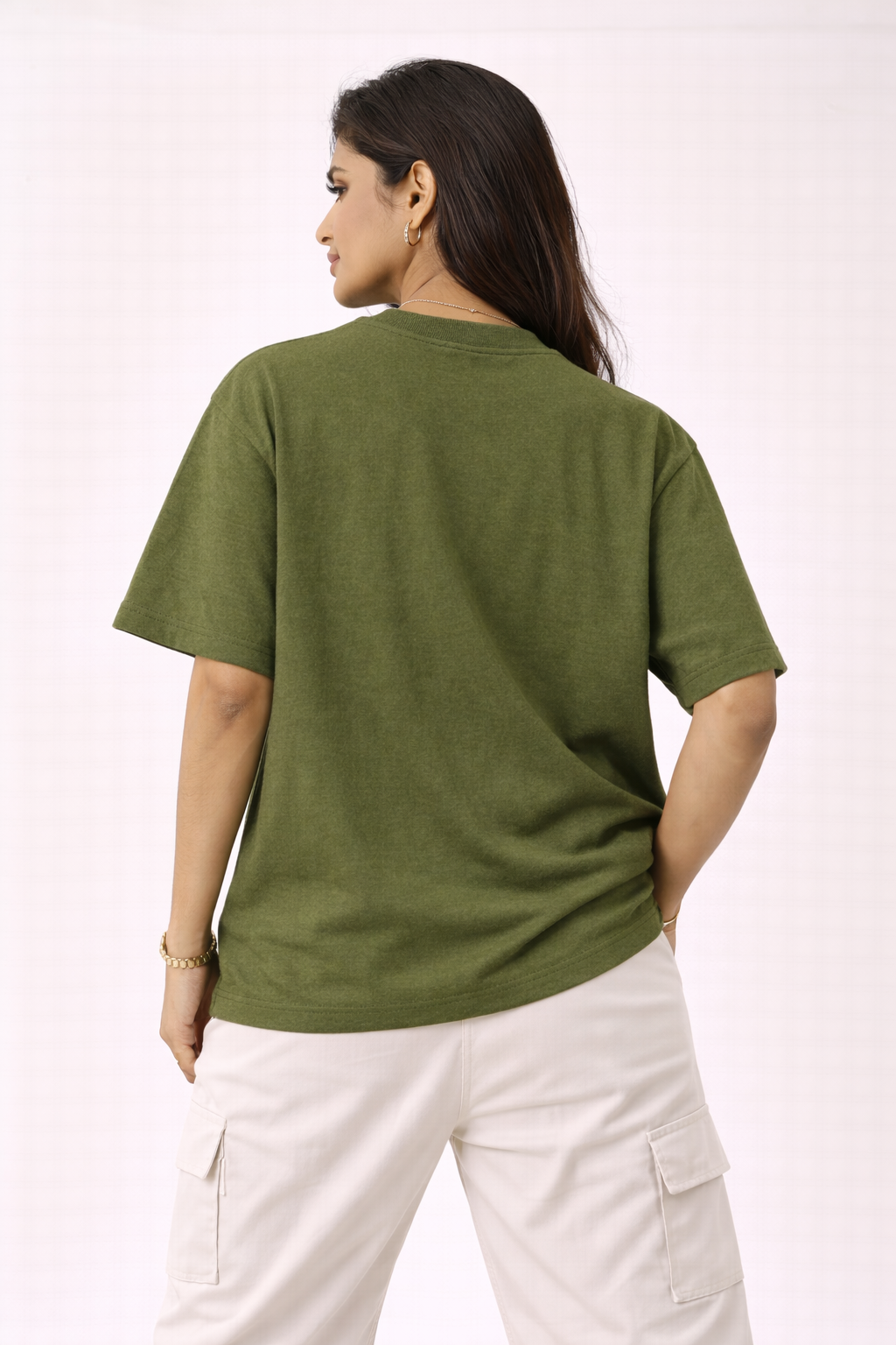 Army Green Oversized T-Shirt | 240 GSM Premium French Terry Cotton | Streetwear Drop Shoulder Tee