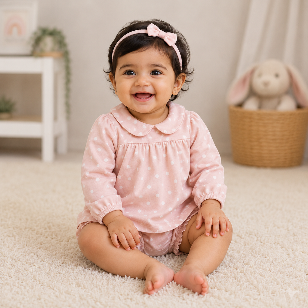 Baby Girls Pure Cotton Polka Dot Suit Set