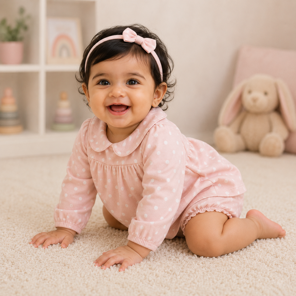 Baby Girls Pure Cotton Polka Dot Suit Set