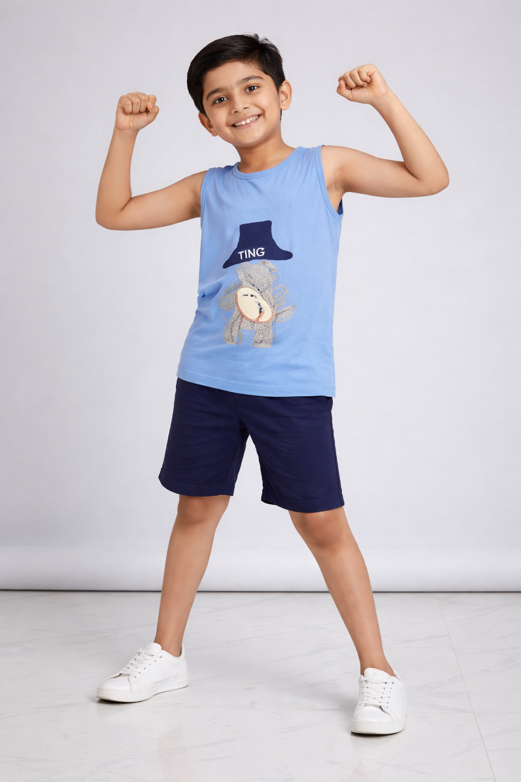 Boys Blue Summer Set – Soft Waffle Fabric (T-Shirt & Shorts)