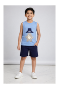 Boys Blue Summer Set – Soft Waffle Fabric (T-Shirt & Shorts)