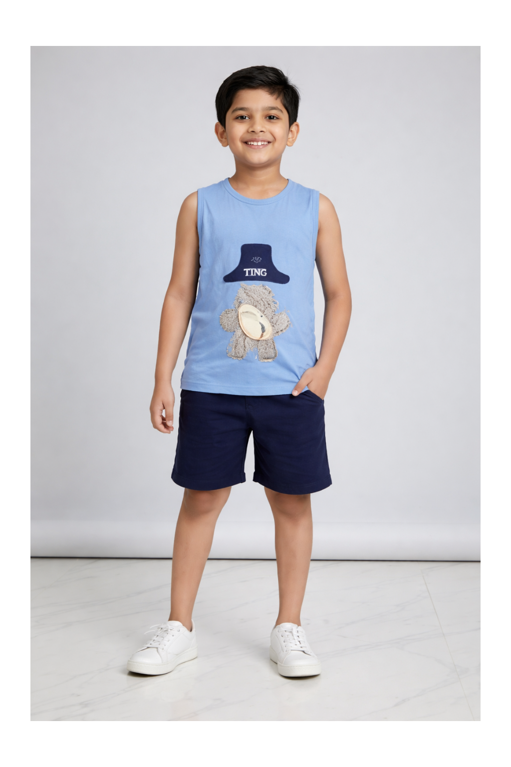 Boys Blue Summer Set – Soft Waffle Fabric (T-Shirt & Shorts)