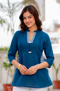 Premium Cotton 60x60 Navy Blue Casual Top