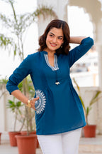 Premium Cotton 60x60 Navy Blue Casual Top