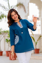 Premium Cotton 60x60 Navy Blue Casual Top