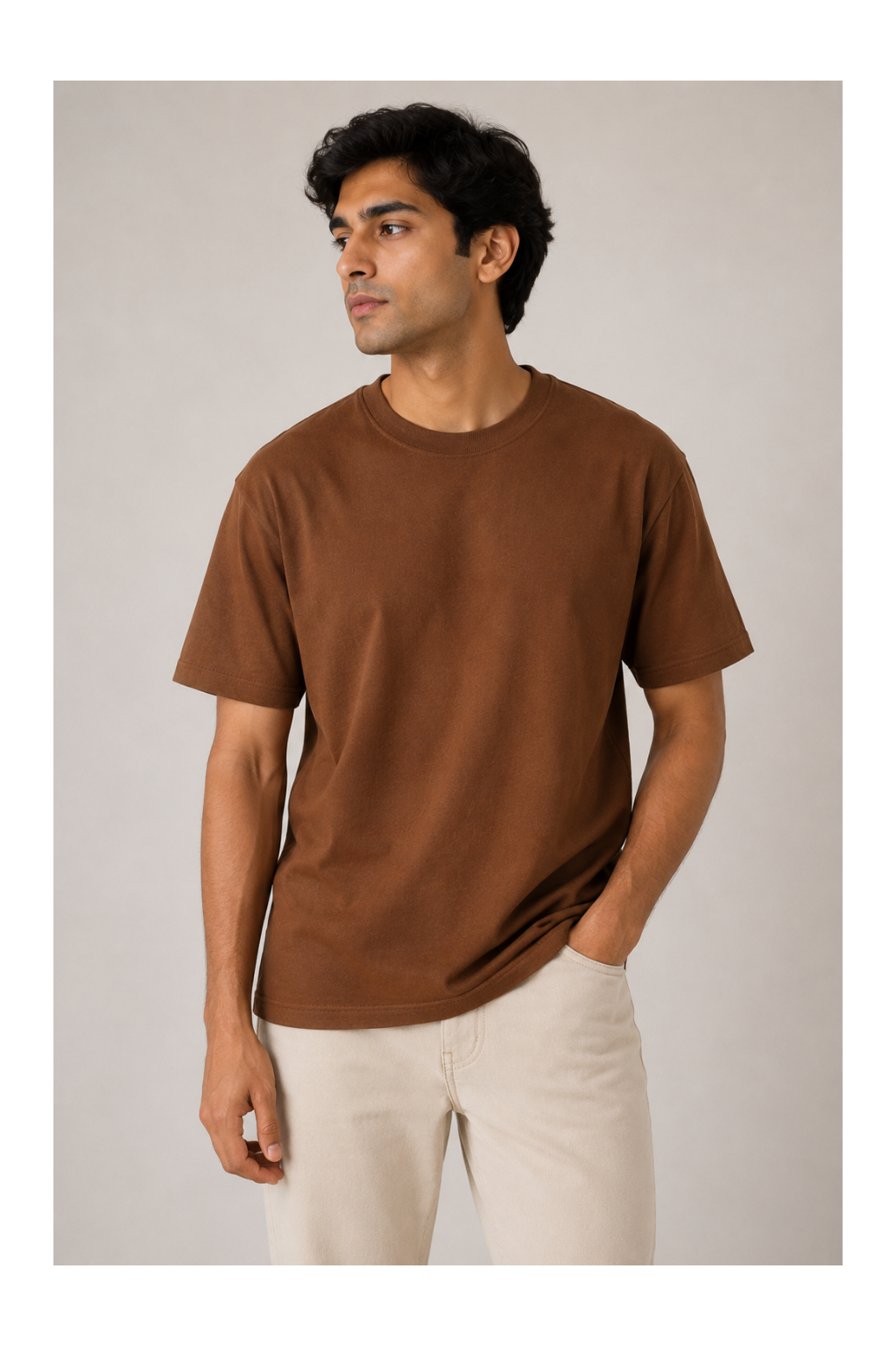 Brown Oversized T-Shirt for Men | 240 GSM