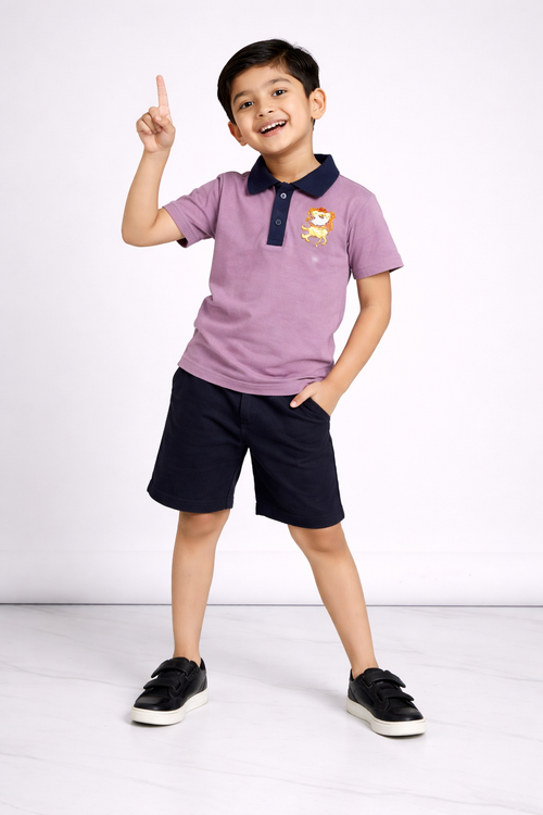 Boys Mauve Polo Summer Set – Premium PickQ Fabric