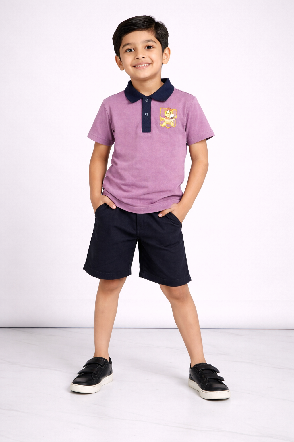 Boys Mauve Polo Summer Set – Premium PickQ Fabric