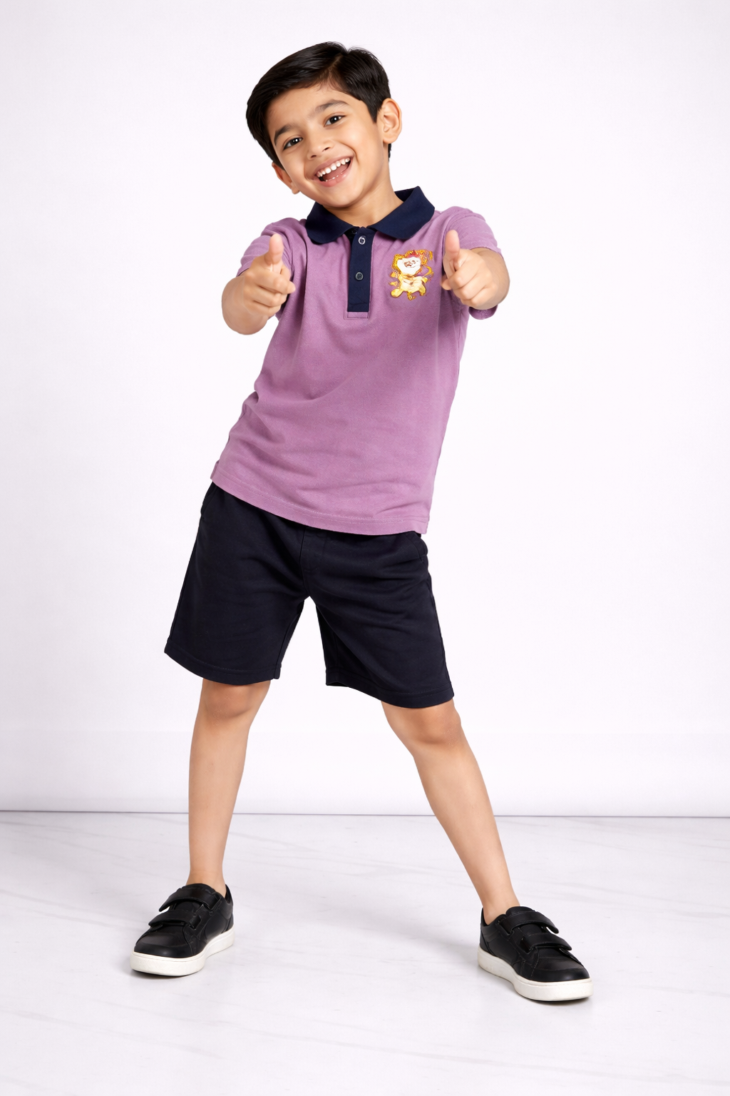 Boys Mauve Polo Summer Set – Premium PickQ Fabric