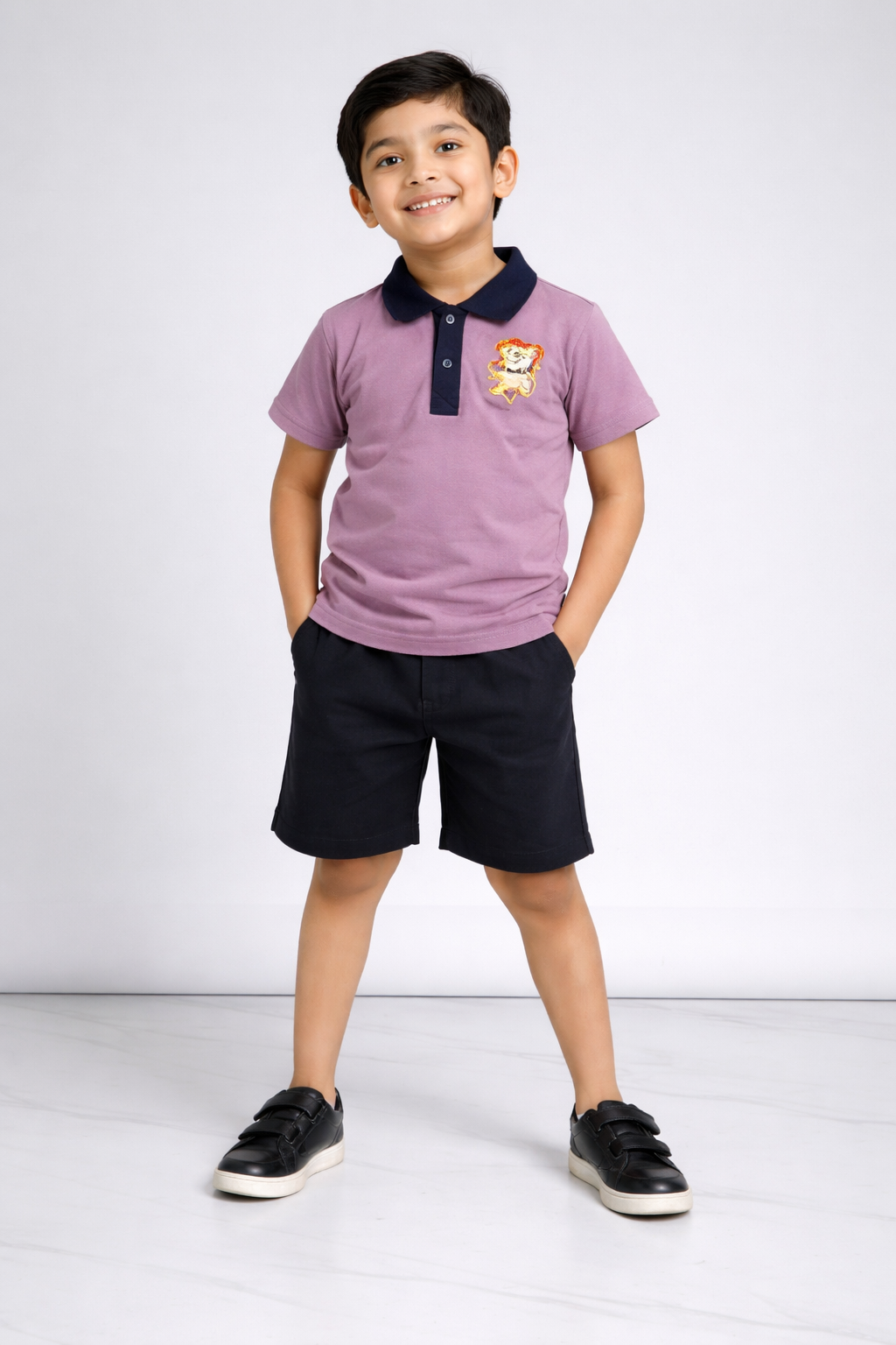 Boys Mauve Polo Summer Set – Premium PickQ Fabric