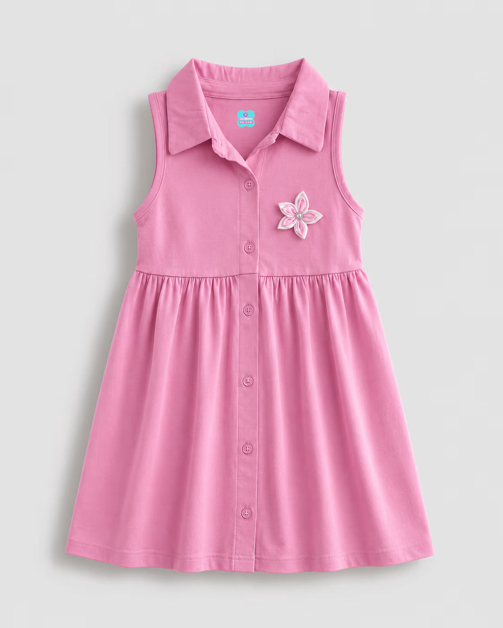 Coral Blossom Collared Dress