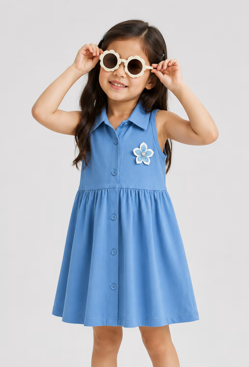 Coral Blossom Collared Dress