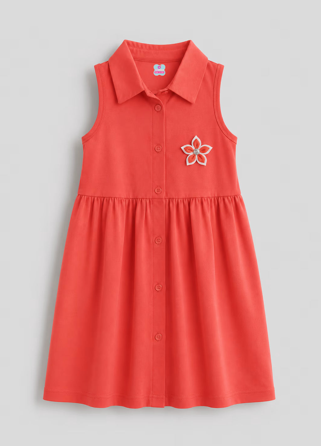 Coral Blossom Collared Dress