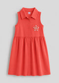 Coral Blossom Collared Dress