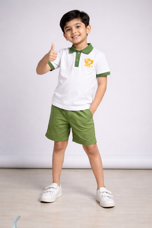 Boys White & Green Polo Summer Set – PickQ Fabric
