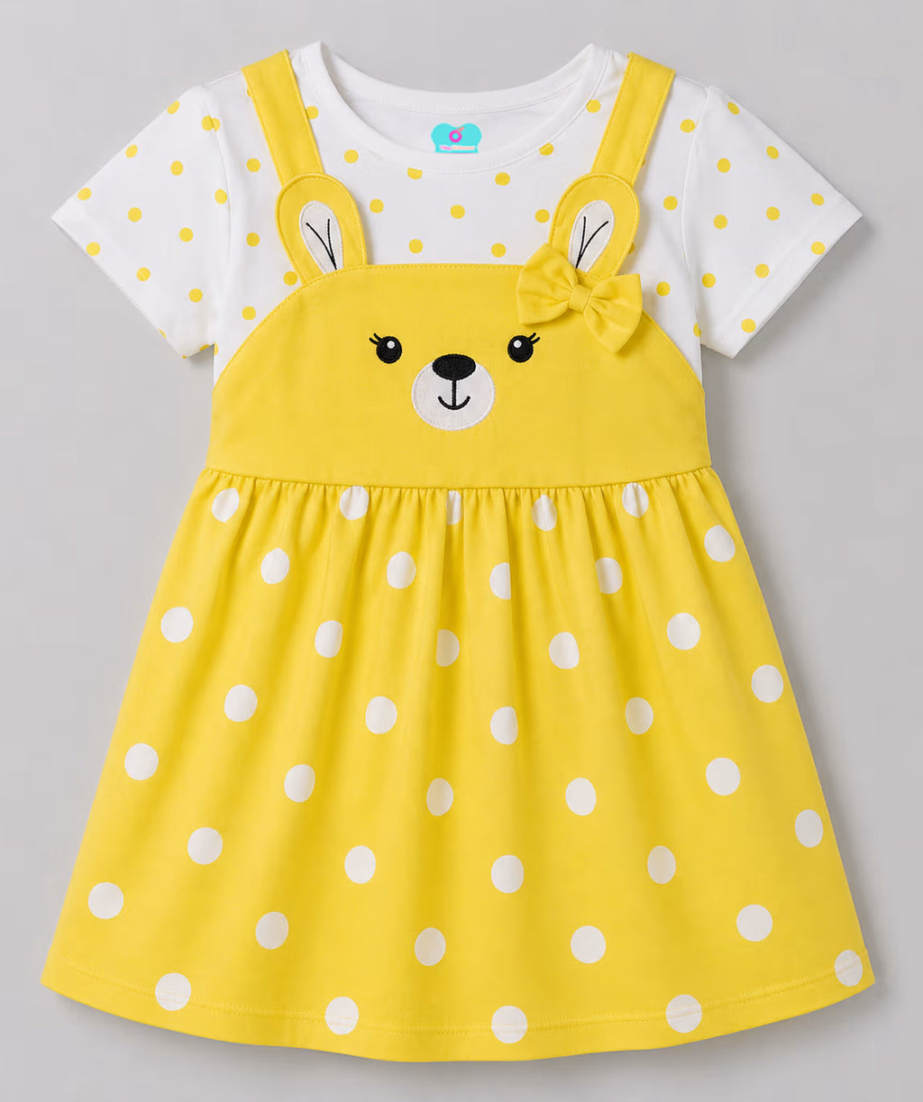 Lemon Bunny Charm Dress - 100% Cotton Bio Washed