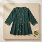 Women’s Cotton Embroidered Short Top – Elegant Casual Wear