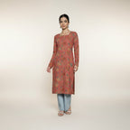Women’s Cotton Kurti – Elegant Green Floral Printed Kurta