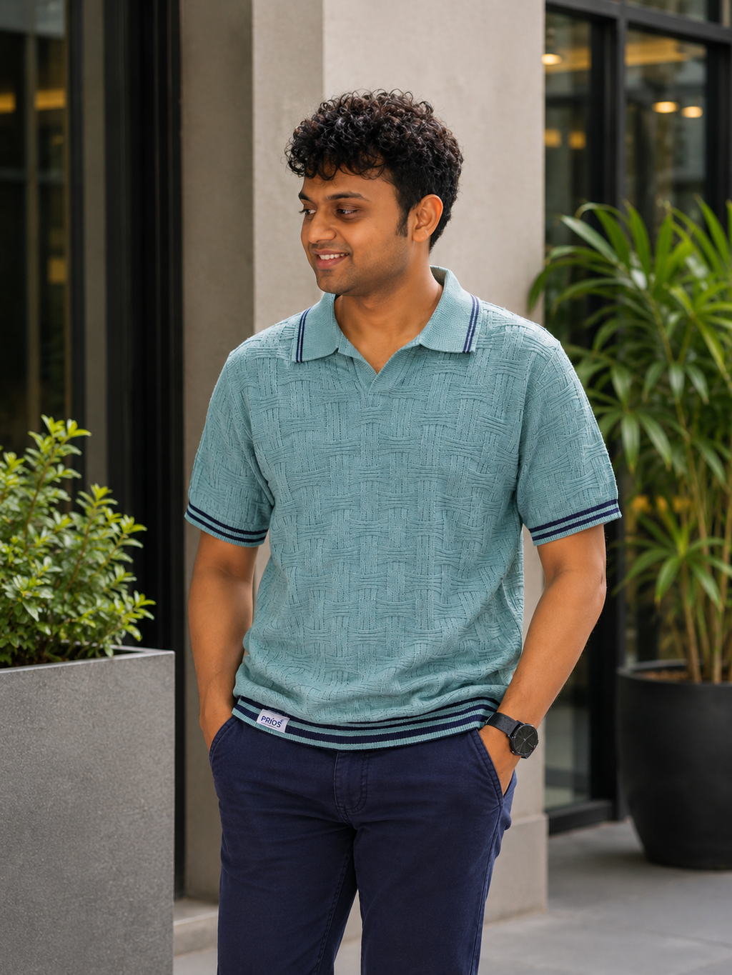 Premium Cotton Textured Polo T-Shirt for Men | Soft Knit Casual Polo