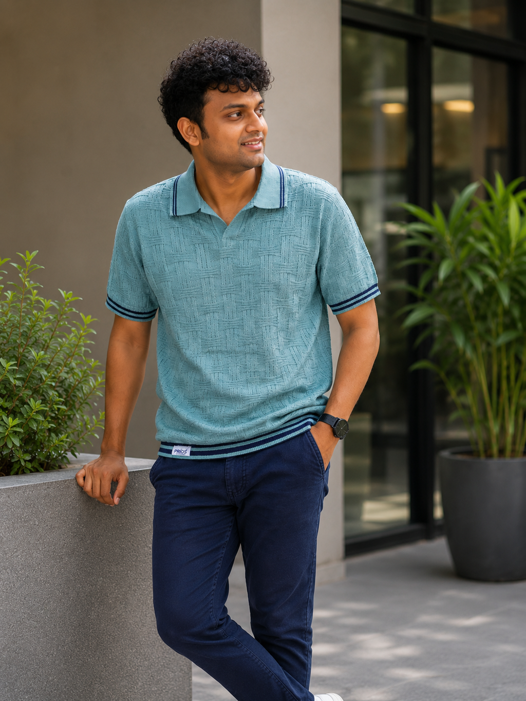 Premium Cotton Textured Polo T-Shirt for Men | Soft Knit Casual Polo