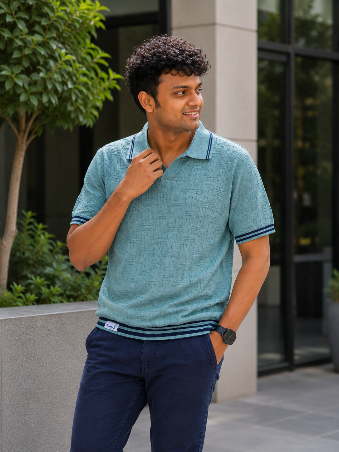 Premium Cotton Textured Polo T-Shirt for Men | Soft Knit Casual Polo