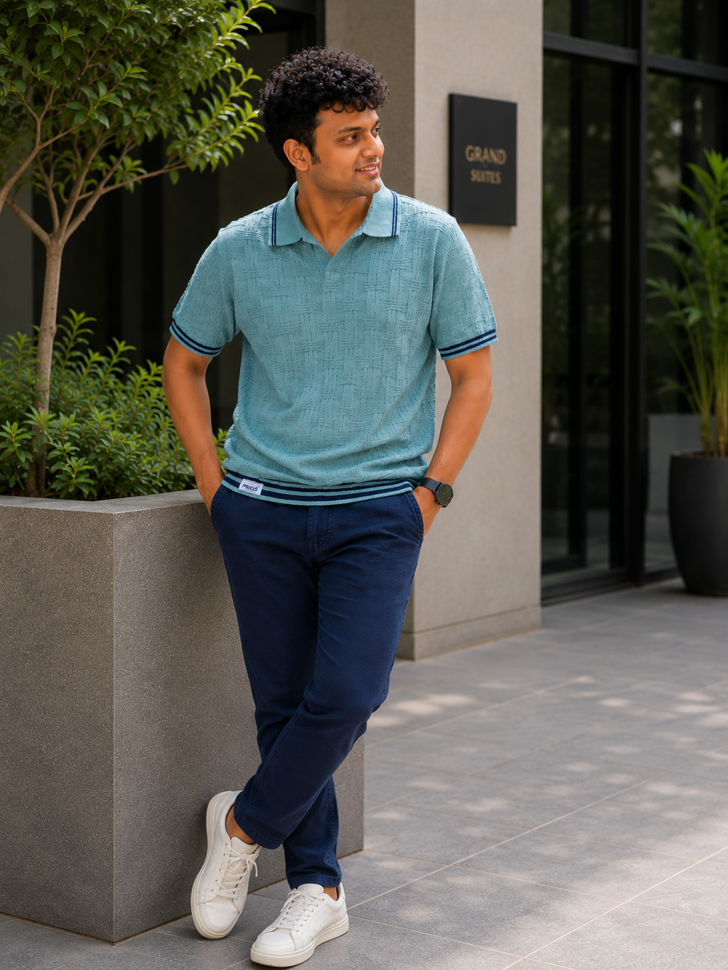 Premium Cotton Textured Polo T-Shirt for Men | Soft Knit Casual Polo