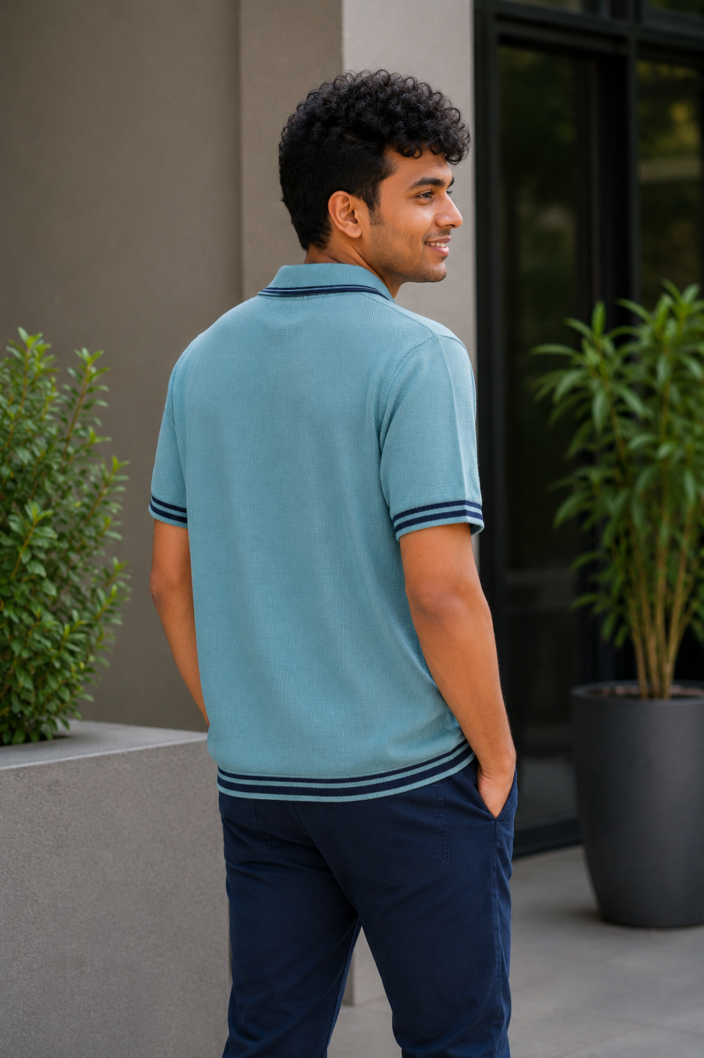 Premium Cotton Textured Polo T-Shirt for Men | Soft Knit Casual Polo