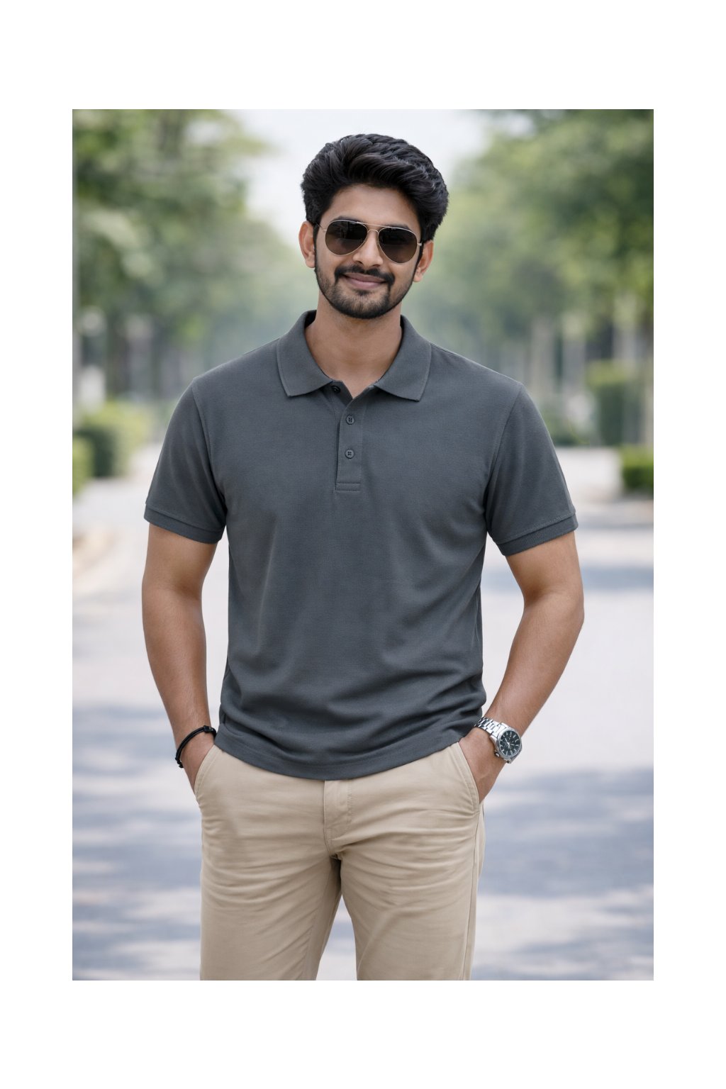 Iron Grey - Premium 100% Combed Compact Cotton Polo T-Shirt