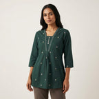 Women’s Cotton Embroidered Short Top – Elegant Casual Wear