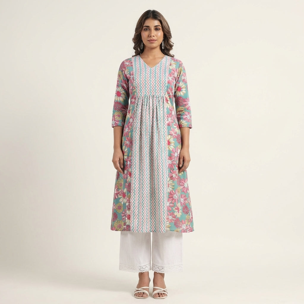 Women’s Floral Printed Cotton Kurti | Soft Breathable Fabric