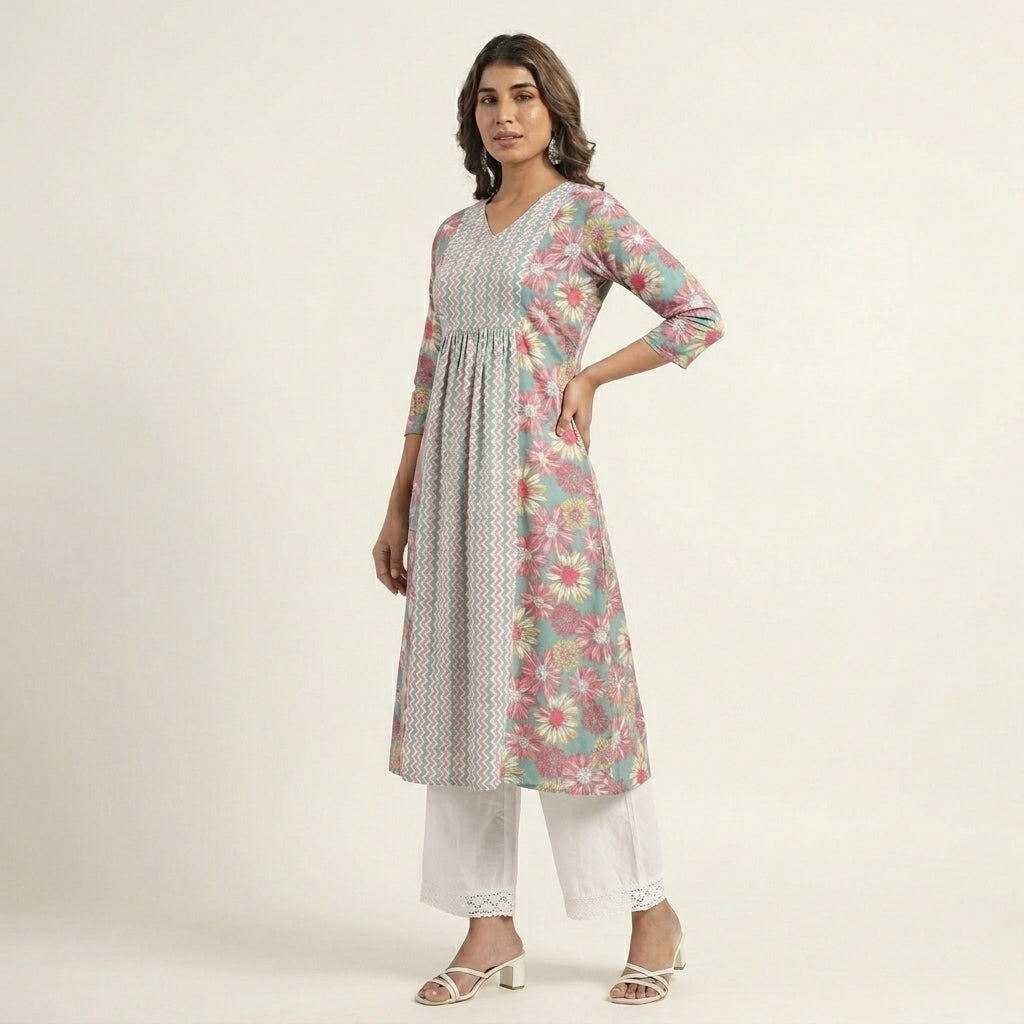 Women’s Floral Printed Cotton Kurti | Soft Breathable Fabric
