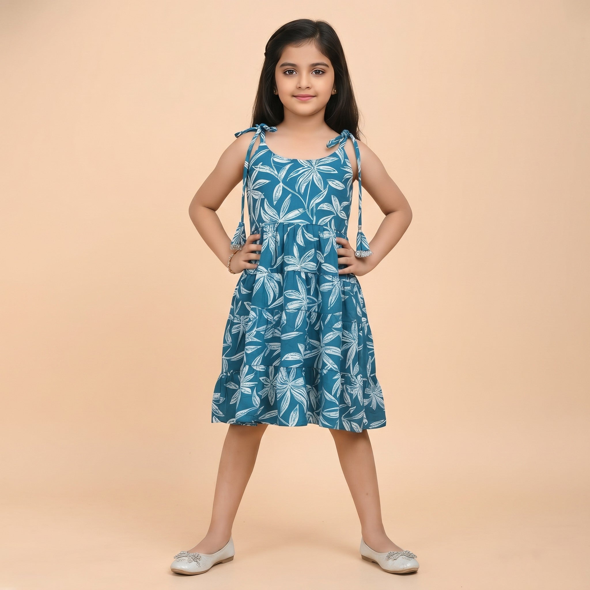 Girls Magic Cotton Frock – Blue Floral Summer Dress