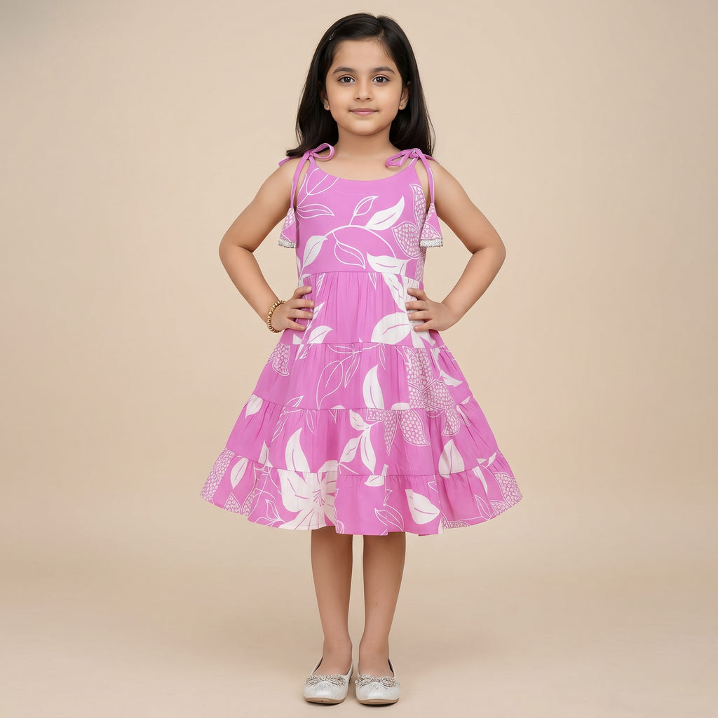 Girls Magic Cotton Frock – Pink Floral Dress