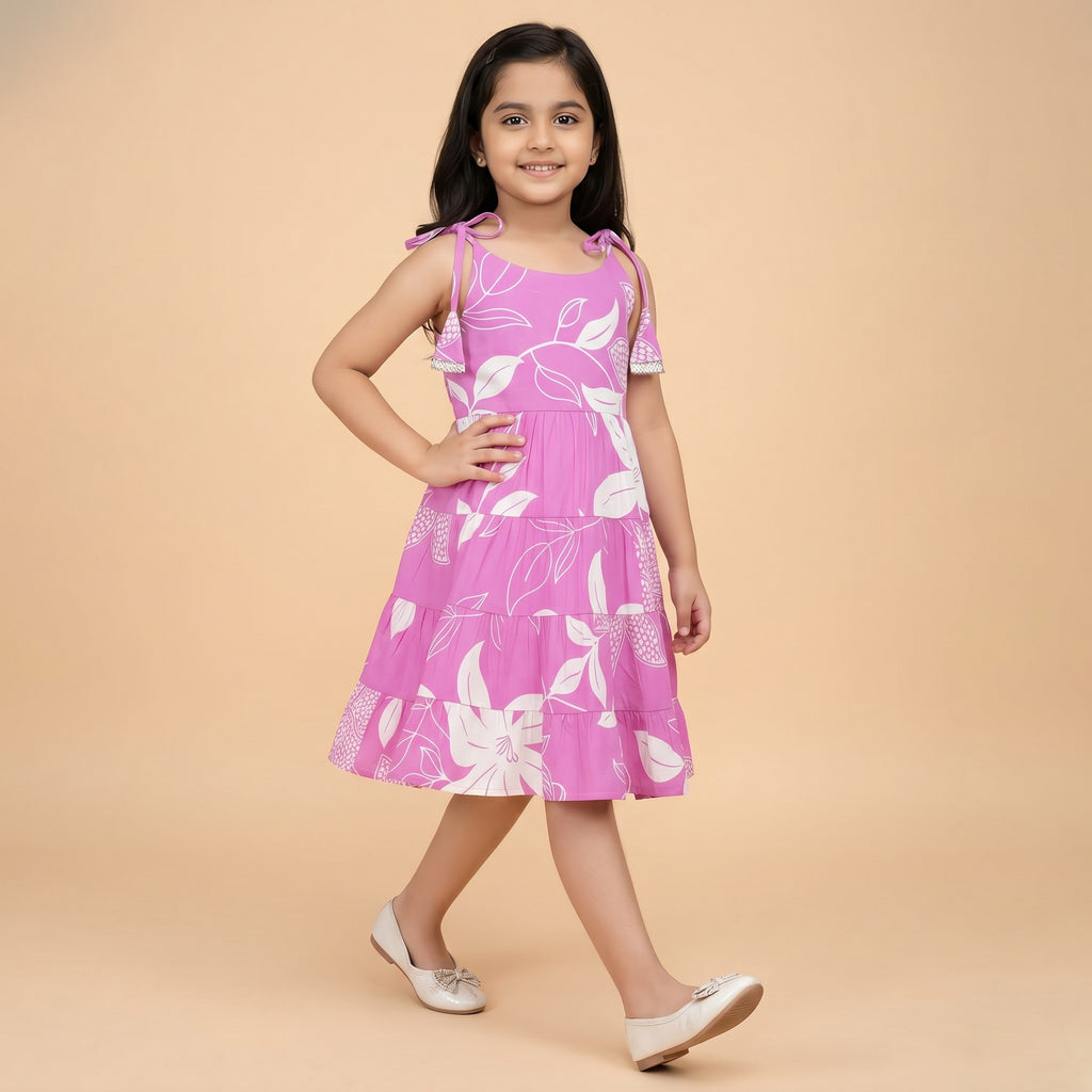 Girls Magic Cotton Frock – Pink Floral Dress