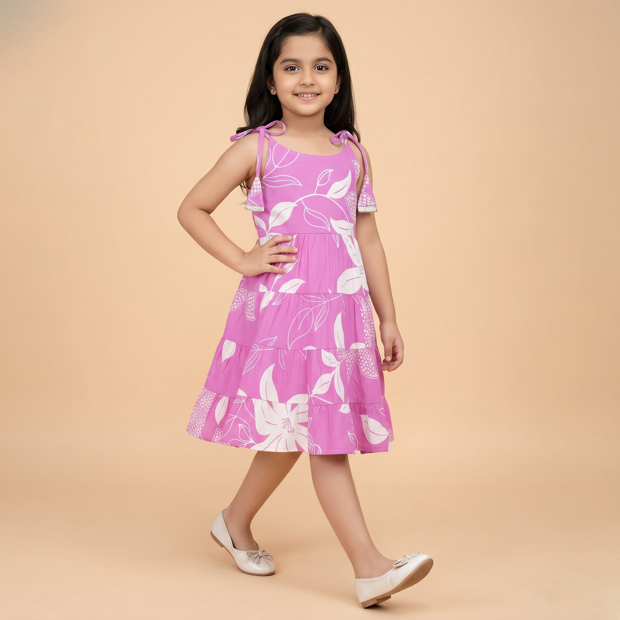 Girls Magic Cotton Frock – Pink Floral Dress