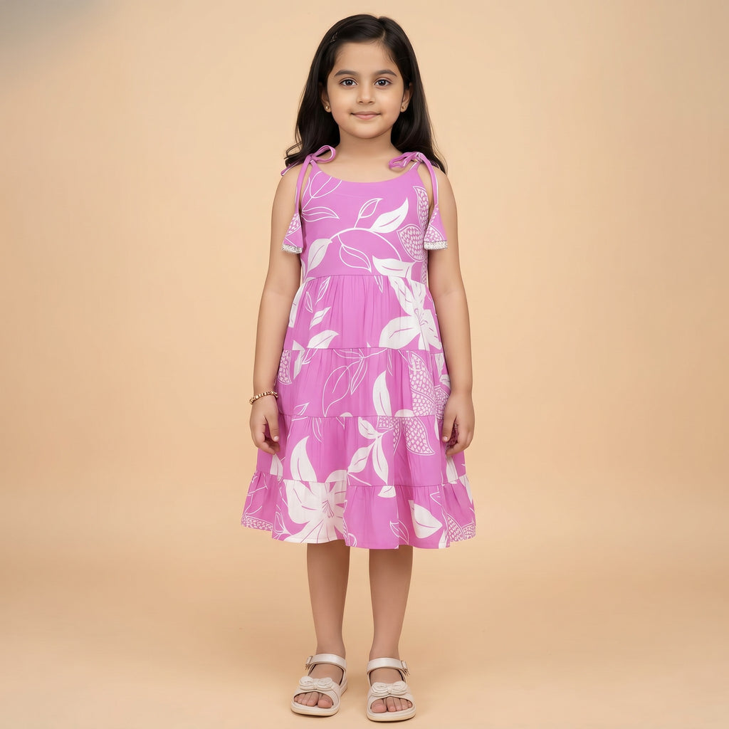 Girls Magic Cotton Frock – Pink Floral Dress
