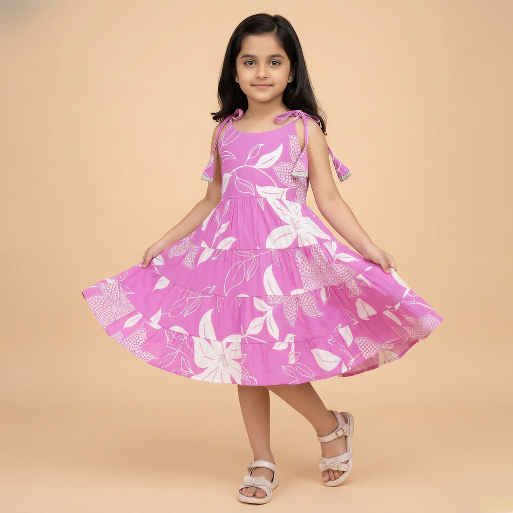 Girls Magic Cotton Frock – Pink Floral Dress