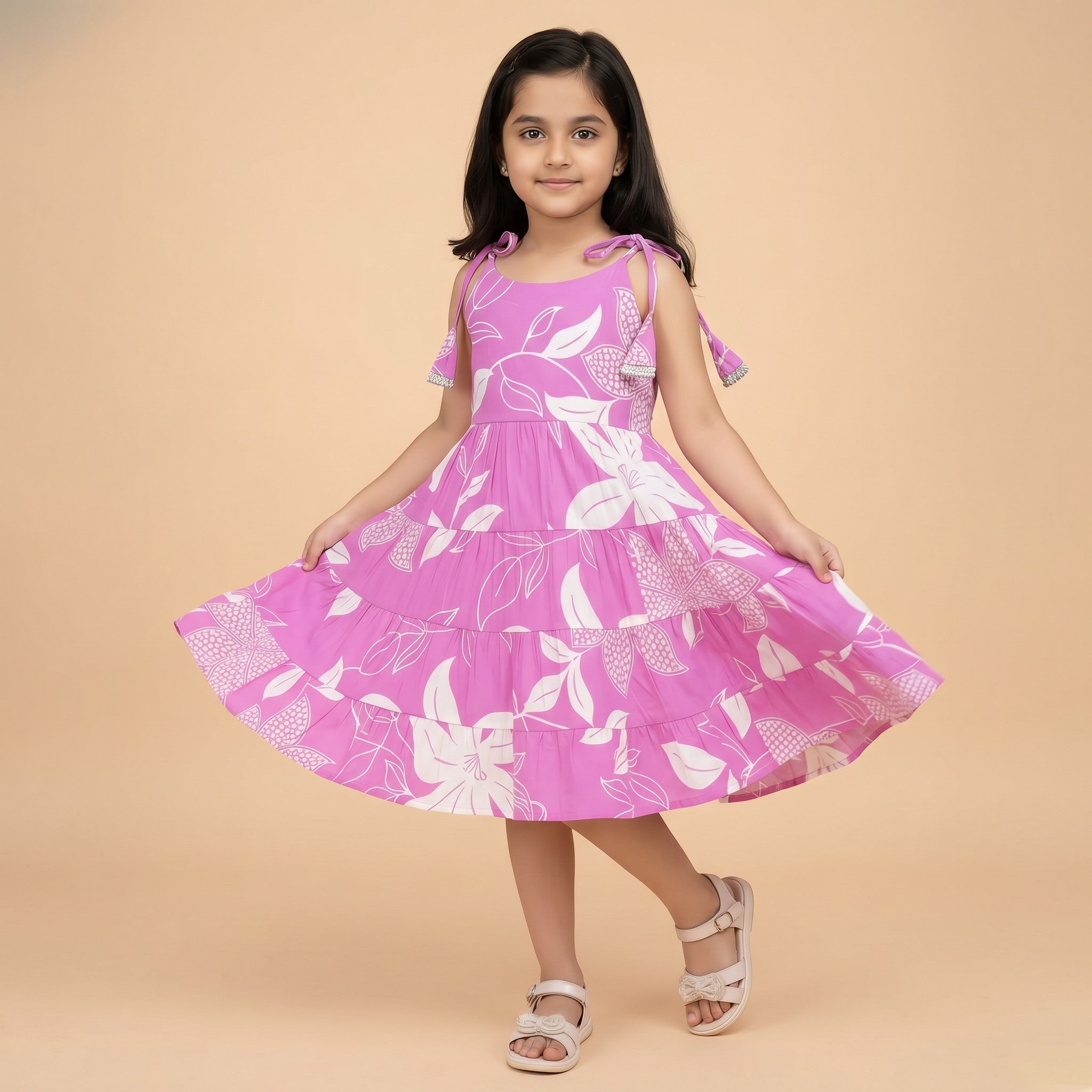 Girls Magic Cotton Frock – Pink Floral Dress