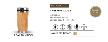 Bamboo Thermos Mug – 400 ml  Eco-Friendly Stainless Steel Travel Mug | Hot & Cold for 8 Hours