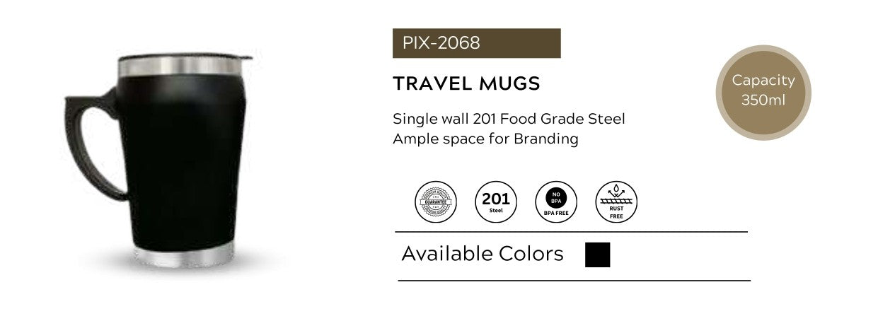 Stainless Steel Travel Mug | 350 ml Single Wall BPA-Free Coffee Mug