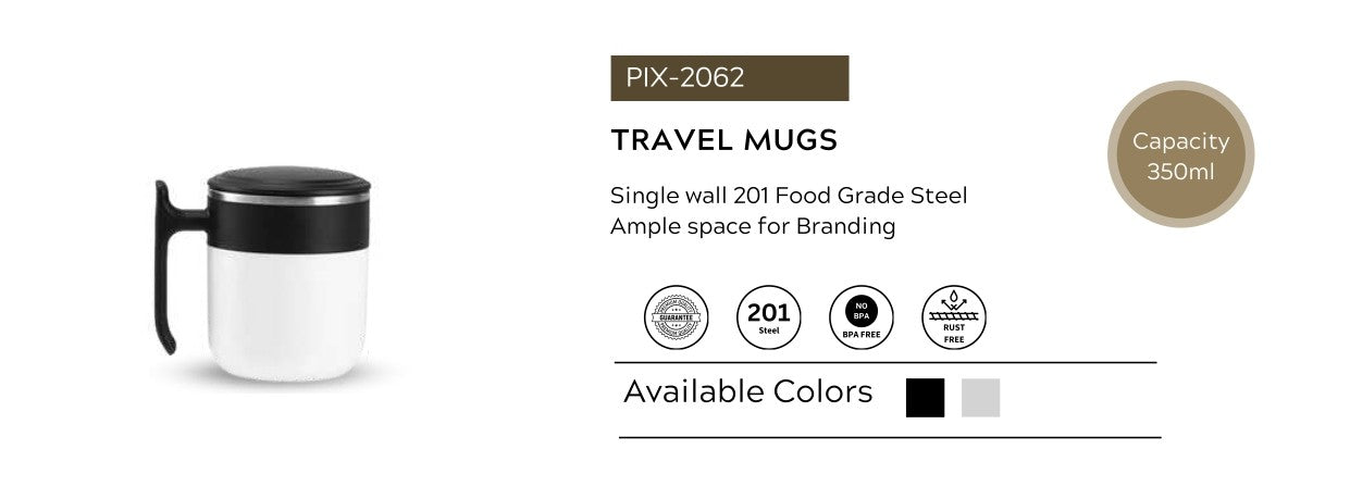 Stainless Steel Travel Mug | 350 ml Single Wall Coffee Mug | BPA Free & Rust Resistant