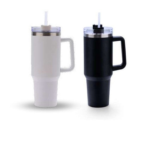 Large Capacity Thermos Mug – 1200 ml | Metal Straw | Double Wall Insulation