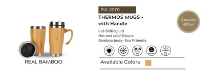 Bamboo Thermos Mug with Handle – 400 ml