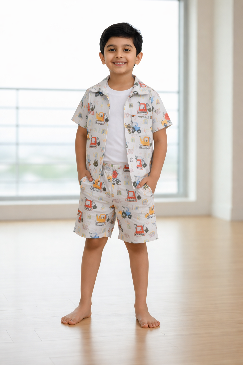 Kids Machine Printed Co-ord Set – Premium Valentino Fabric | Soft Summer Wear