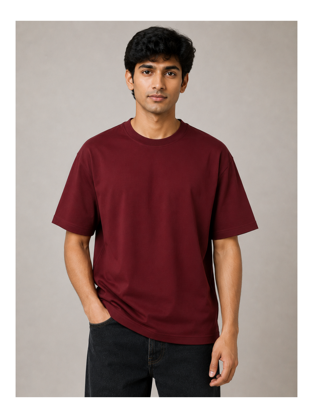 Maroon Oversized T-Shirt for Men | 240 GSM
