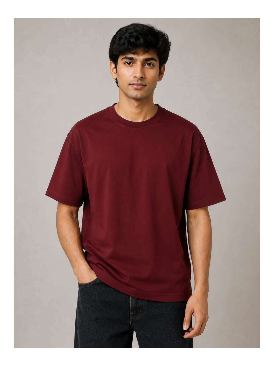 Maroon Oversized T-Shirt for Men | 240 GSM