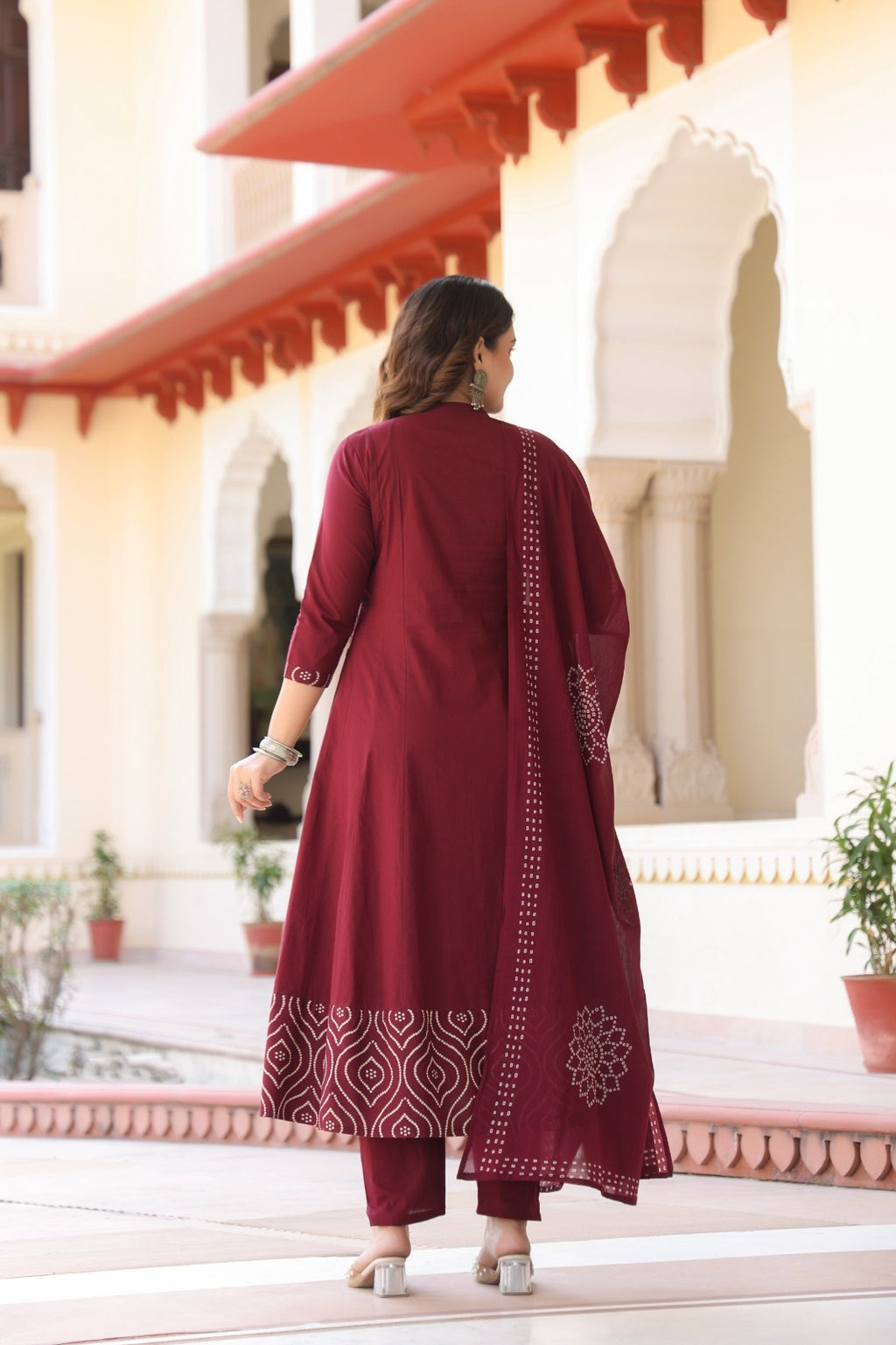 Vibrant Orange Cotton Kurta Pant Dupatta Set for Women