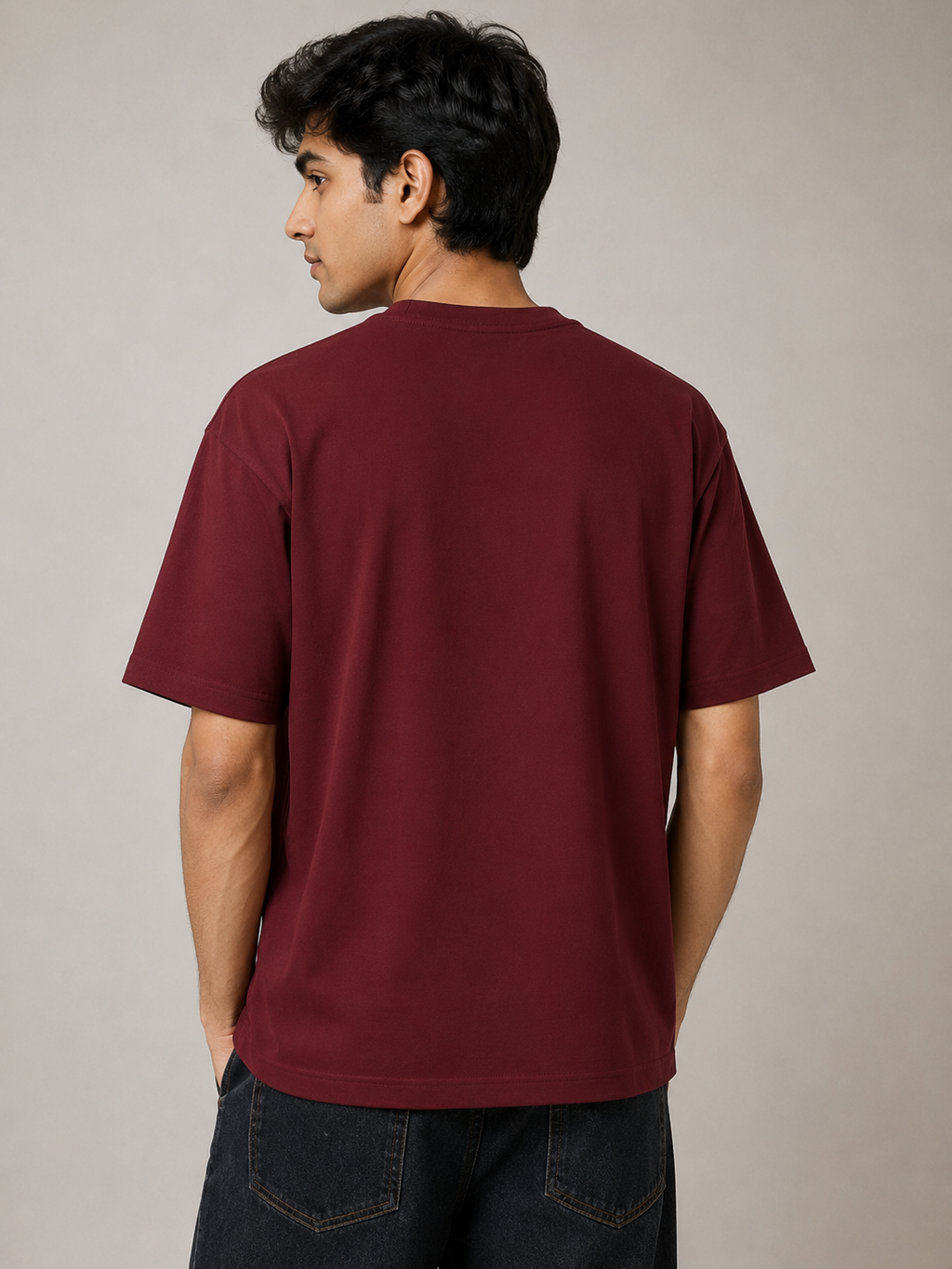 Maroon Oversized T-Shirt for Men | 240 GSM