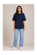 Premium Navy Blue Oversized Cotton T-Shirt