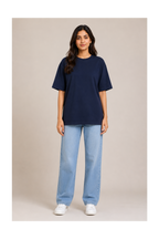 Premium Navy Blue Oversized Cotton T-Shirt